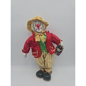PORCELAIN CLOWN • Rare Collector's Choice Handcrafted Hand Painted Doll 22 Inch